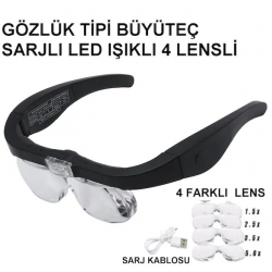 Şarjlı Gözlük Büyüteç 4 Farklı Lens -11537dc Şarjlı Gözlük Büyüteç 4 Farklı Lens -11537dc